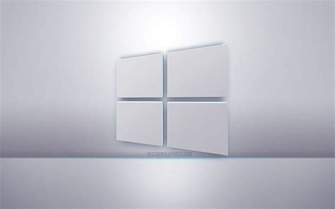 Windows 10 3d white logo, gray background, Windows 10 logo, creative 3d ...