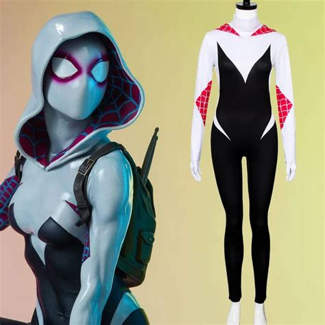 New 3D Print Spider Gwen Stacy Spandex Zentai Jumpsuit Spiderman Costume Halloween Cosplay ...