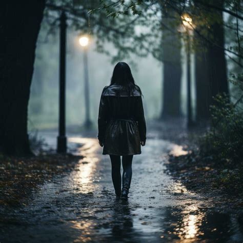 Woman walking alone in the rain 32456929 Stock Photo at Vecteezy