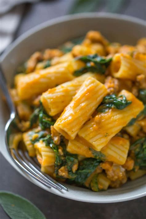 Pumpkin Pasta with Italian Sausage - Simply Whisked