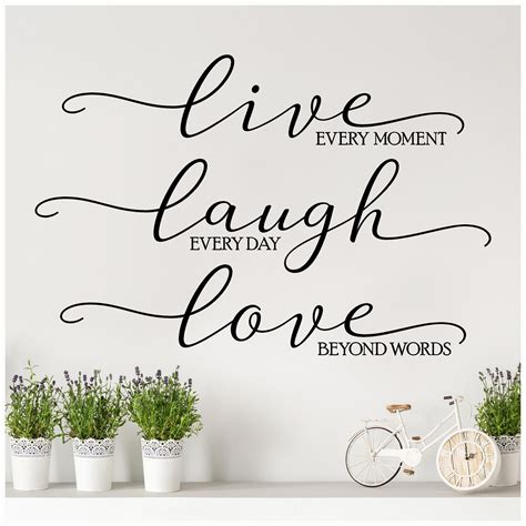 Live Every Moment Laugh Everyday Love Beyond Words (Large) vinyl ...