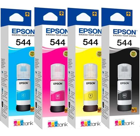 Kit Refil 4 cores Tinta Corante Epson Original (COD 544 e COD 644) L120 ...