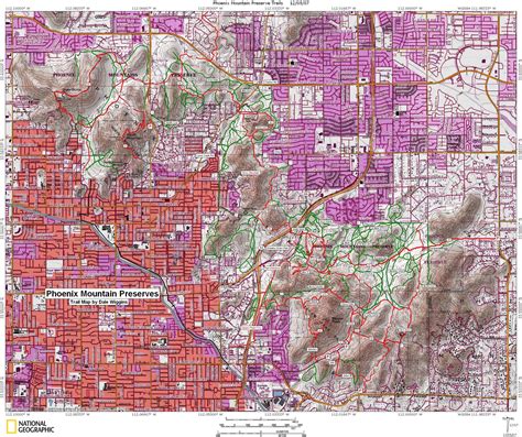 Phoenix mountain preserve map - Phoenix mountains map (Arizona - USA)