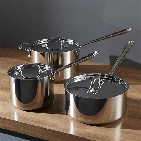 All-Clad d3 Stainless Steel 4-qt. Saucepan with Lid + Reviews | Crate and Barrel | Crate and ...