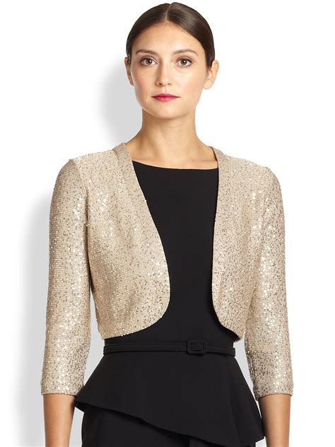 Oscar de la renta Sequined Bolero Jacket in Gold | Lyst