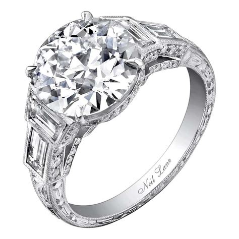 Neil Lane Couture Design Old European-Cut Diamond, Platinum Ring For ...