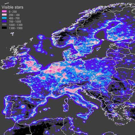 Light Pollution in Europe : the number of stars that can be seen from ...