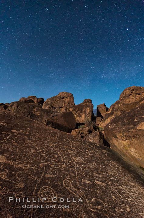 Sky Rock Petroglyphs at night, #28499, Natural History Photography