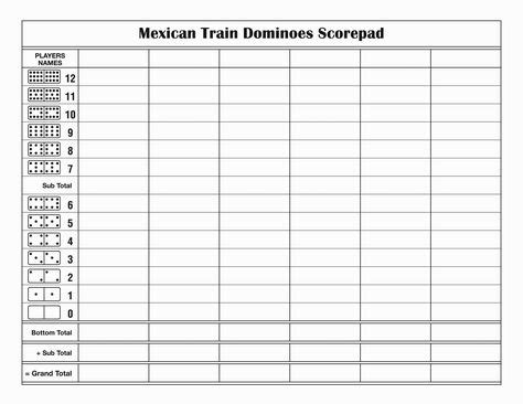 Mexican Train score sheet | Mexican train dominoes, Holiday crafts for ...