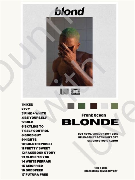 BLONDE frank Ocean Album Cover Poster - Etsy