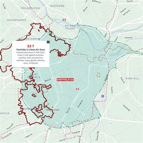 Interactive map of Sheffield Clean Air Zone and all S postcodes – Maproom