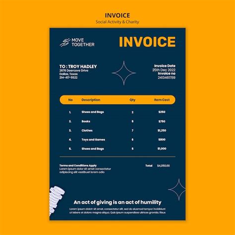 Free PSD | Social activity invoice template