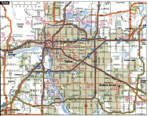 Tulsa city road map for truck drivers toll and free highways map - usa