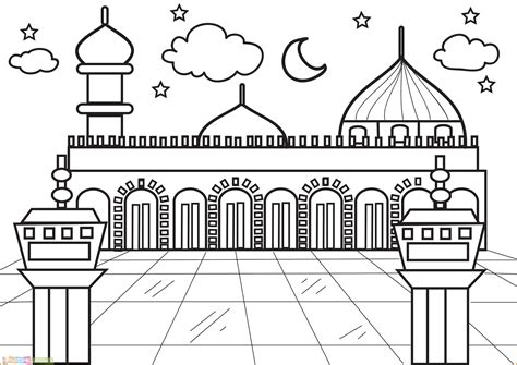 Mewarnai Gambar Islami Untuk Tk : Kumpulan Gambar Mewarnai Masjid Untuk ...