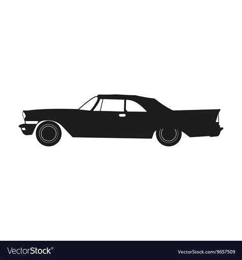 Black silhouette of a retro car Royalty Free Vector Image