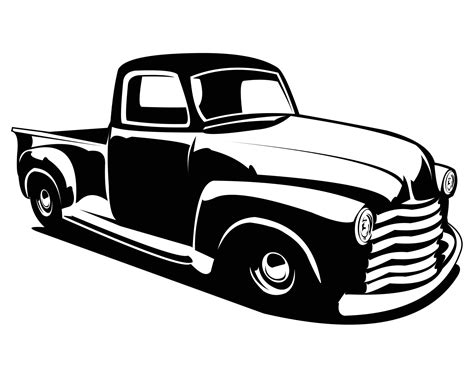 classic chevy truck vector silhouette isolated white background view from side. Best for logos ...