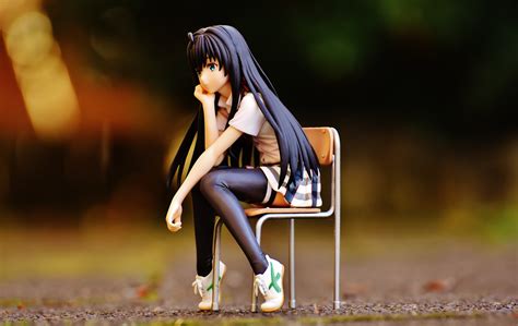 Anime Girl Sitting Side View