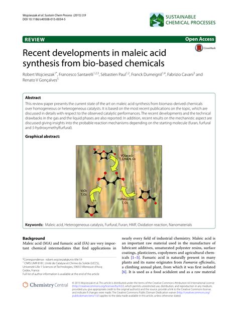 (PDF) Recent developments in maleic acid synthesis from bio-based chemicals