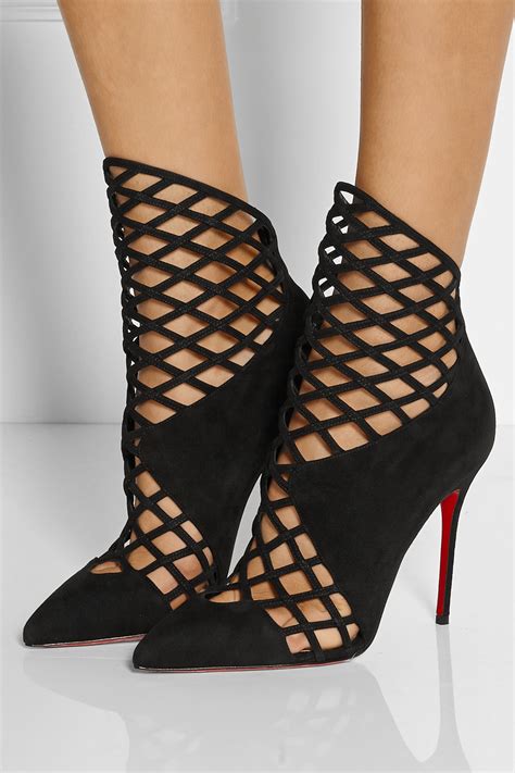 Lyst - Christian Louboutin Mrs Bouglione 100 Suede Ankle Boots in Black