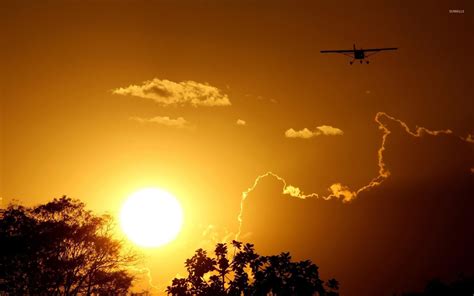 Airplane silhouette in the sunset wallpaper - Photography wallpapers ...