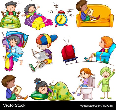 Daily activities of kids Royalty Free Vector Image