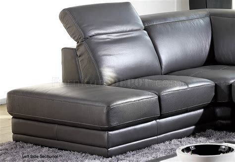 Dark Grey Full Genuine Italian Leather Modern Sectional Sofa