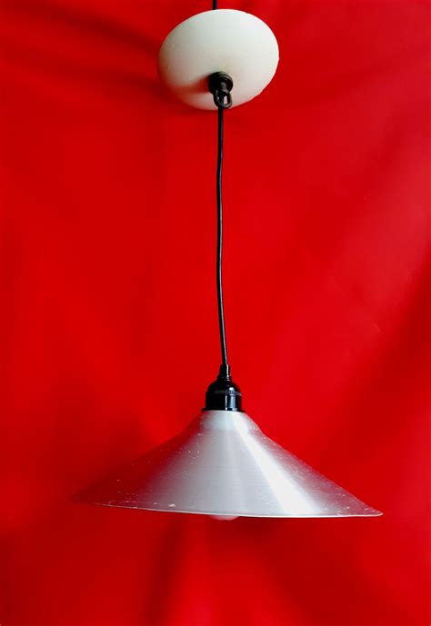 Vintage Mid Century Thomas Industries Tulip Style Lamp Ceiling Hanging Pendant Aluminum White ...