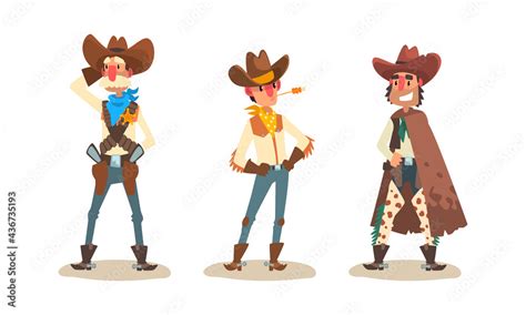 Cowboy Characters Dressed Traditional Clothes, Wild West Concept ...