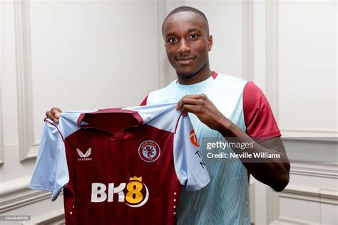 New signing Moussa Diaby of Aston Villa poses for a picture on July ...