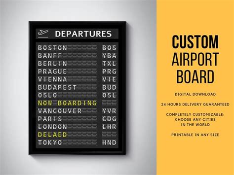 Custom Airport Departures Board Digital Download Wall Art | Etsy ...