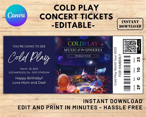 Editable Coldplay Music of the Spheres Tour 2023 Concert - Etsy ...