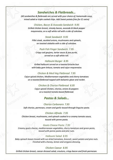 Menu at Tree House restaurant, Crosby