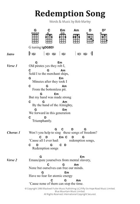 Chord Redemption Song Bob Marley - Chord Walls