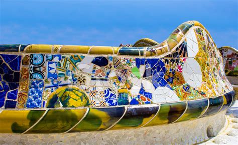 Mosaic Wall IN Park Guell Barcelona Stock Photos - FreeImages.com