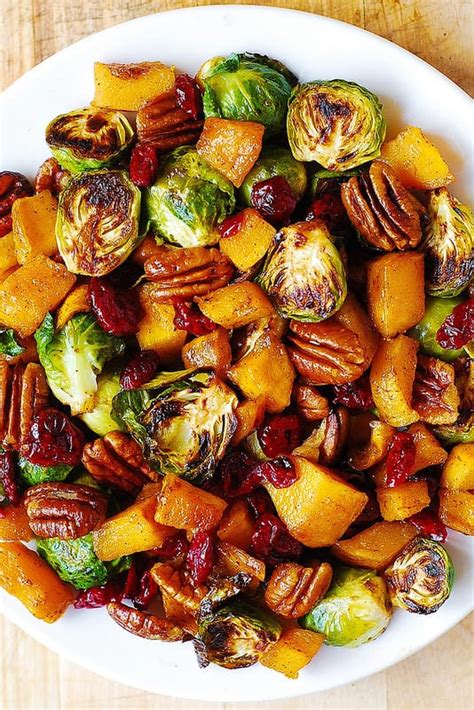 Roasted Brussels Sprouts and Cinnamon Butternut Squash with Pecans and Cranberries - Julia's Album