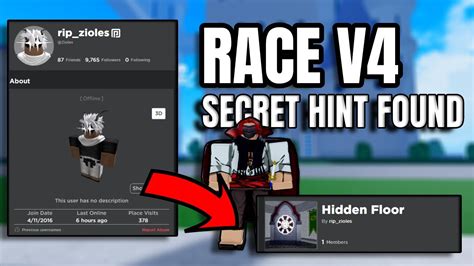 Race V4 Massive Secret Hint Found IN Zioles Profile (Blox Fruits) - YouTube