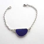cobalt blue bezeled sea glass bracelet|beach glass jewelry