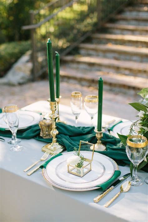 Elegant Emerald and Gold Wedding Attire - Weddings & Brides | Green themed wedding, Gold wedding ...