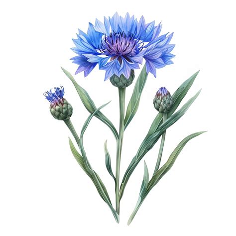 Premium Photo | Botanical watercolor drawing of Cornflower Centaurea ...