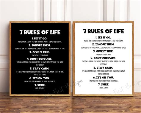 7 Rules of Life Poster, Motivational Print, Inspirational Print ...