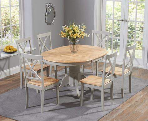 Epsom Oak and Grey Pedestal Extending Dining Set with Chairs | White round dining table, Round ...
