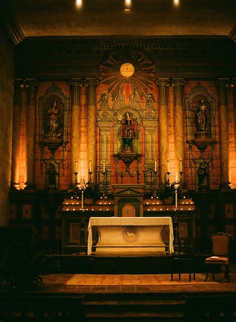 The stunning alter inside of the historic Santa Barbara Mission, an awe ...