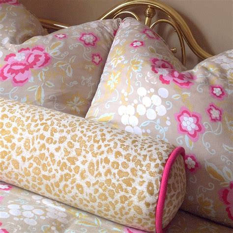 8 x 30 Large Bolster Pillow in Glam Cheetah Fabric with Contrasting Piping | Des... : 8 x 30 ...