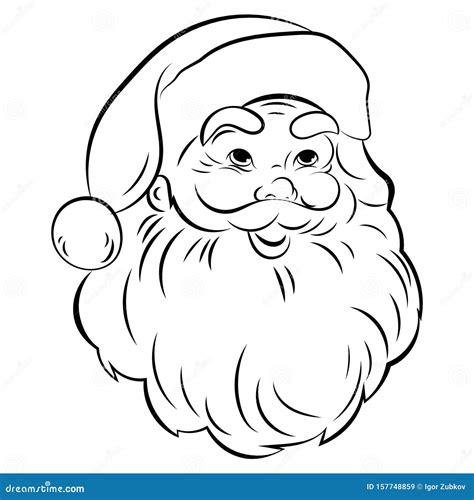 Santa Claus Face. Portrait of Santa. Black White Christmas Pattern. Sketch the Head of Santa ...