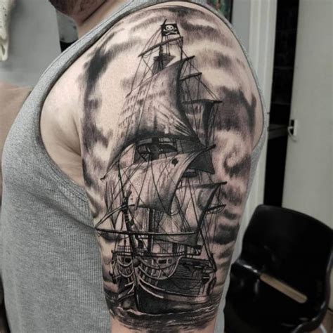 Pirate Ship Tattoo Drawing