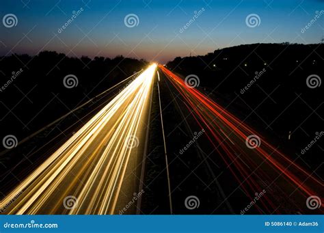 Traffic on a Highway at Night Stock Photo - Image of blurred, fast: 5086140