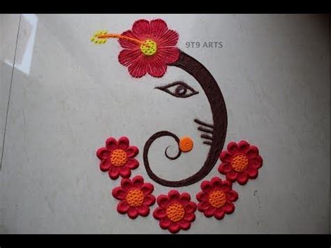 Rangoli For Ganesh Festival Ganesha Rangoli With Hibiscus Flowers ...