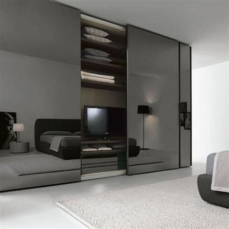 Smoke Glass Sliding Door wardrobe - Logo | Wardrobe design bedroom ...