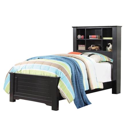 Contemporary Style Full Size Bed with Bookcase Headboard, Black ...