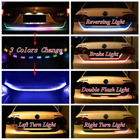 Yituancar 1Set 3 Color LED Car Rear Box Tail Light Strip RGB Dynamic Streamer Turn Signal Backup ...